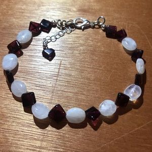 Moonstone & Garnet Gemstone Bracelet